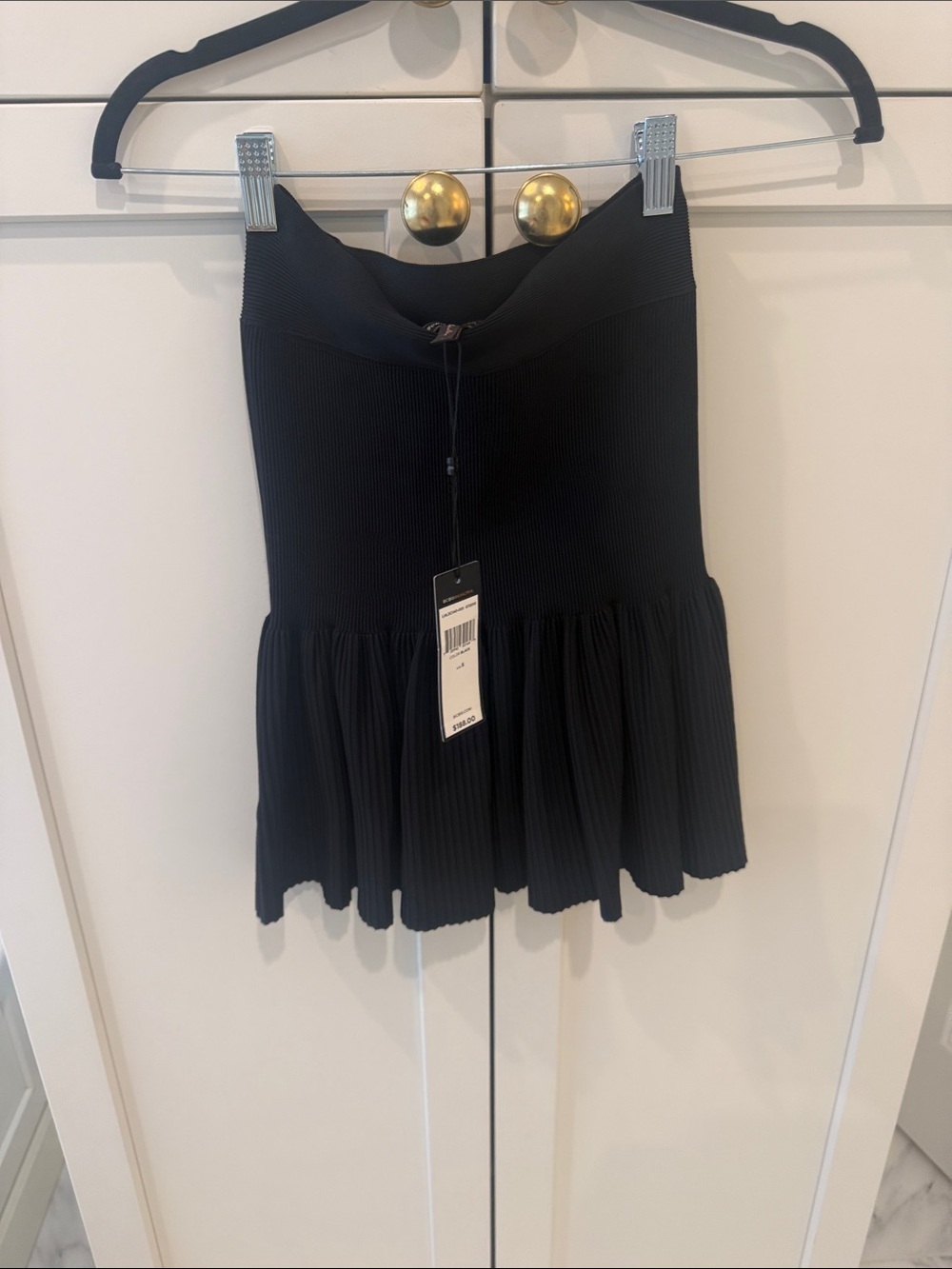 BCBGMaxAzria Black Pleated Flared Mini Skirt